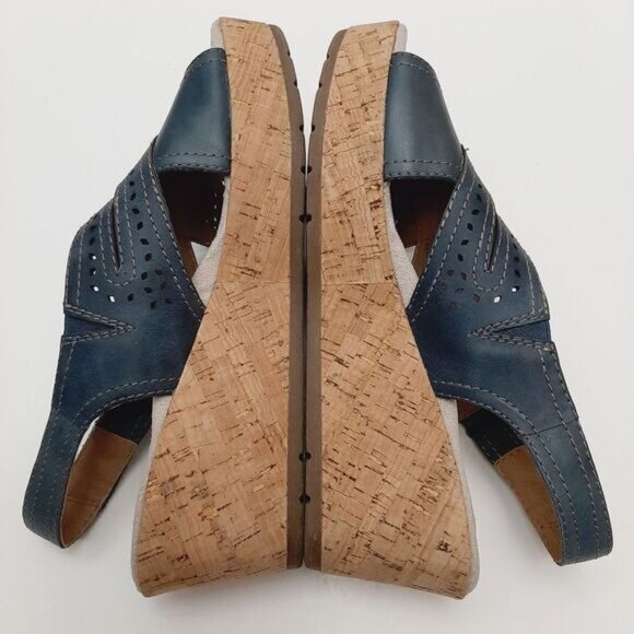 PLANET by EARTH Dawson Open Toe Wedge Slingback Sandals Blue Sz 9 M - Picture 10 of 13